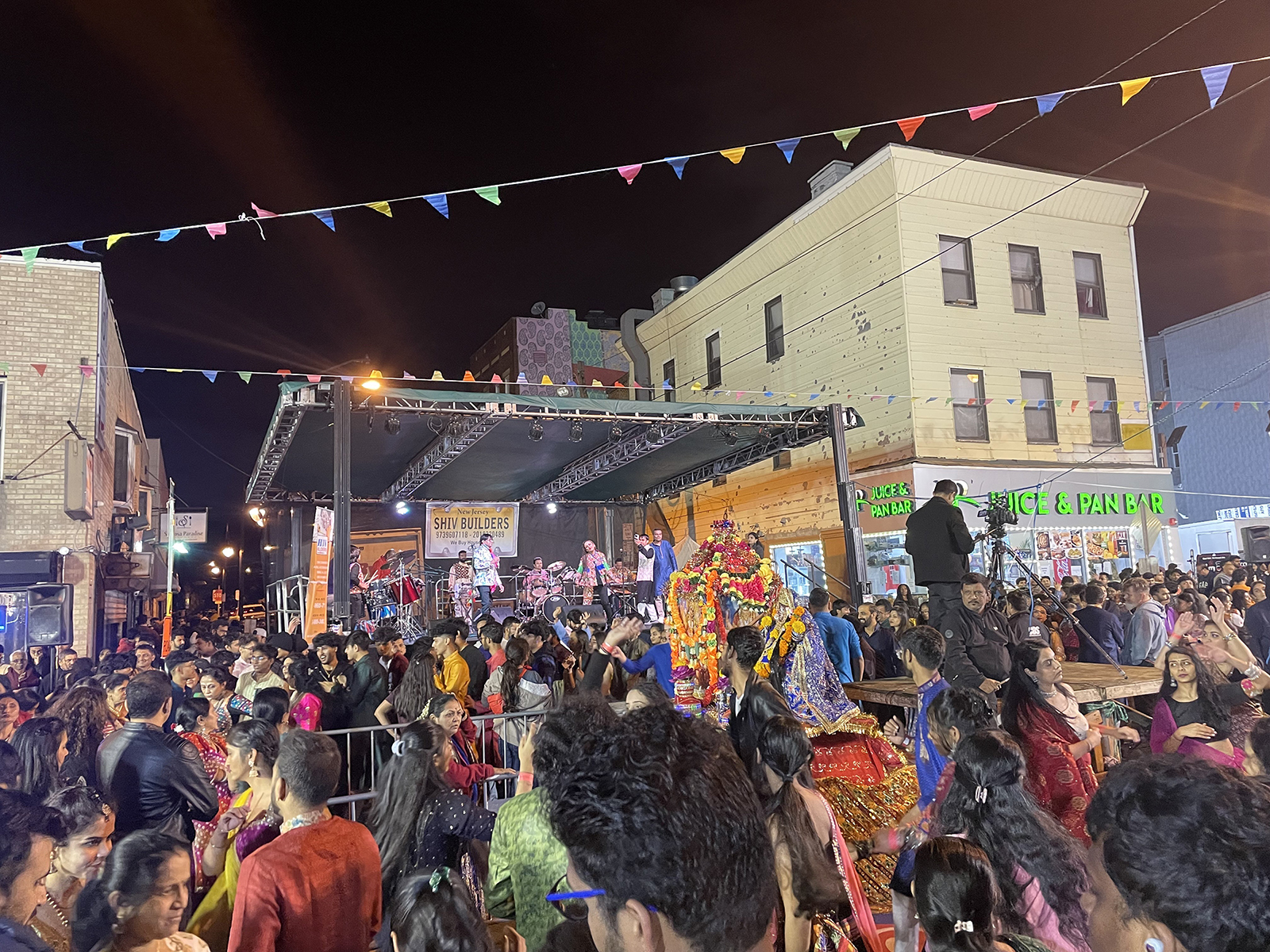 Peope participate attend Navaratri festival celebrations in India Square in Jersey City, New Jersey, Saturday, Oct. 21, 2023. RNS photo by Richa Karmarkar