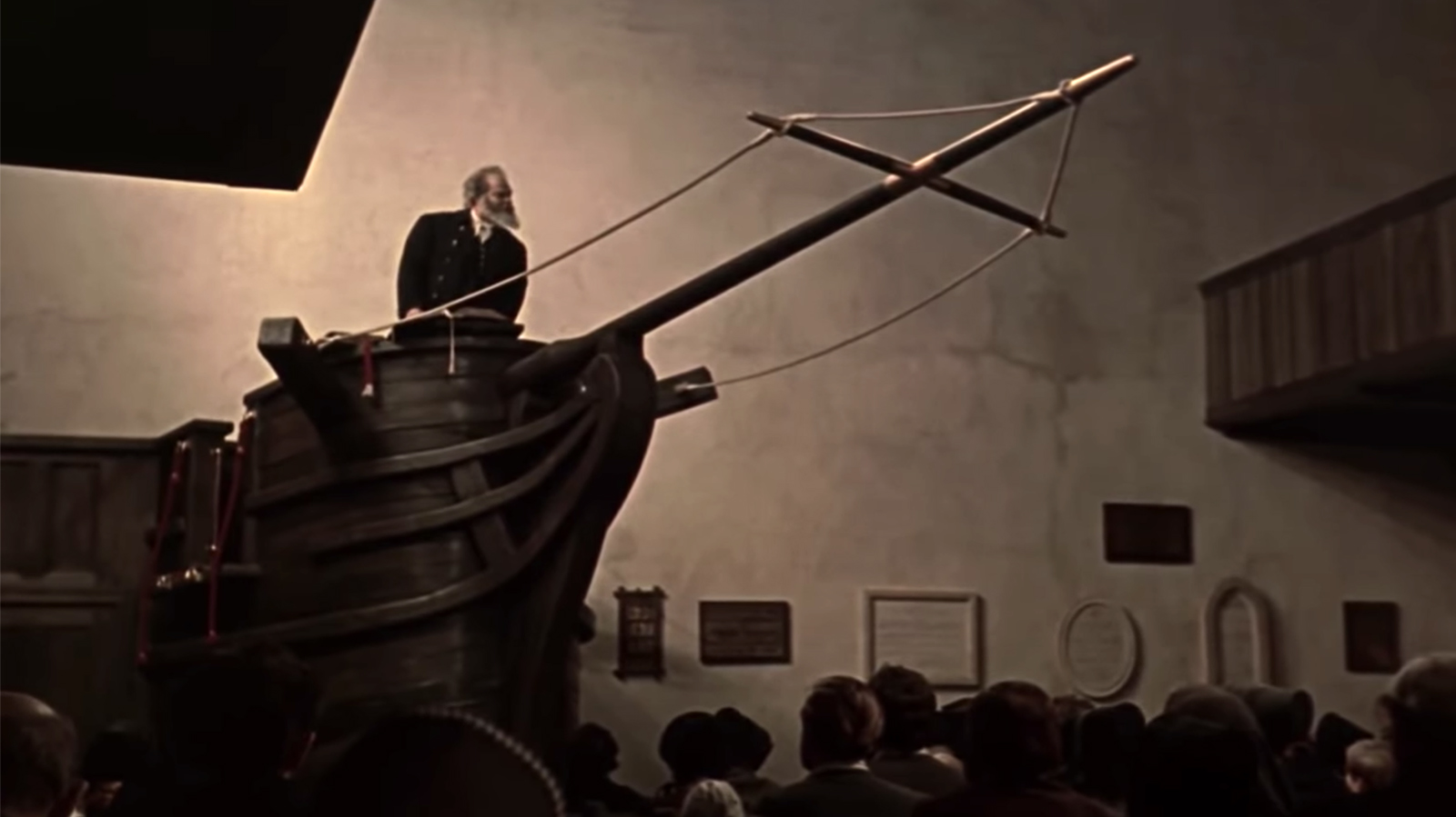 Actor Orson Welles portrays Father Mapple in the 1956 film adaption of "Moby Dick." (Video screen grab)