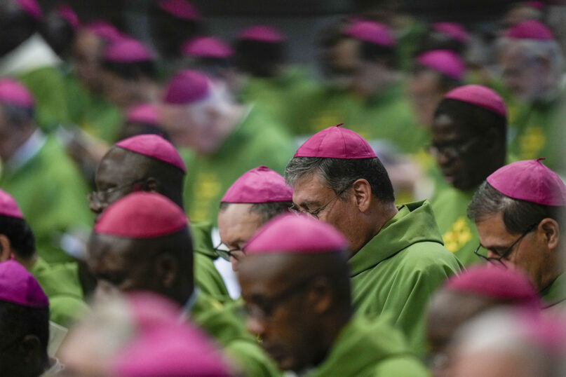Bishops attend a Mass celebrated by Pope Francis for the closing of the 16th General Assembly of the Synod of Bishops, in St.Peter's Basilica at the Vatican, Sunday, Oct. 29, 2023. (AP Photo/Alessandra Tarantino)
