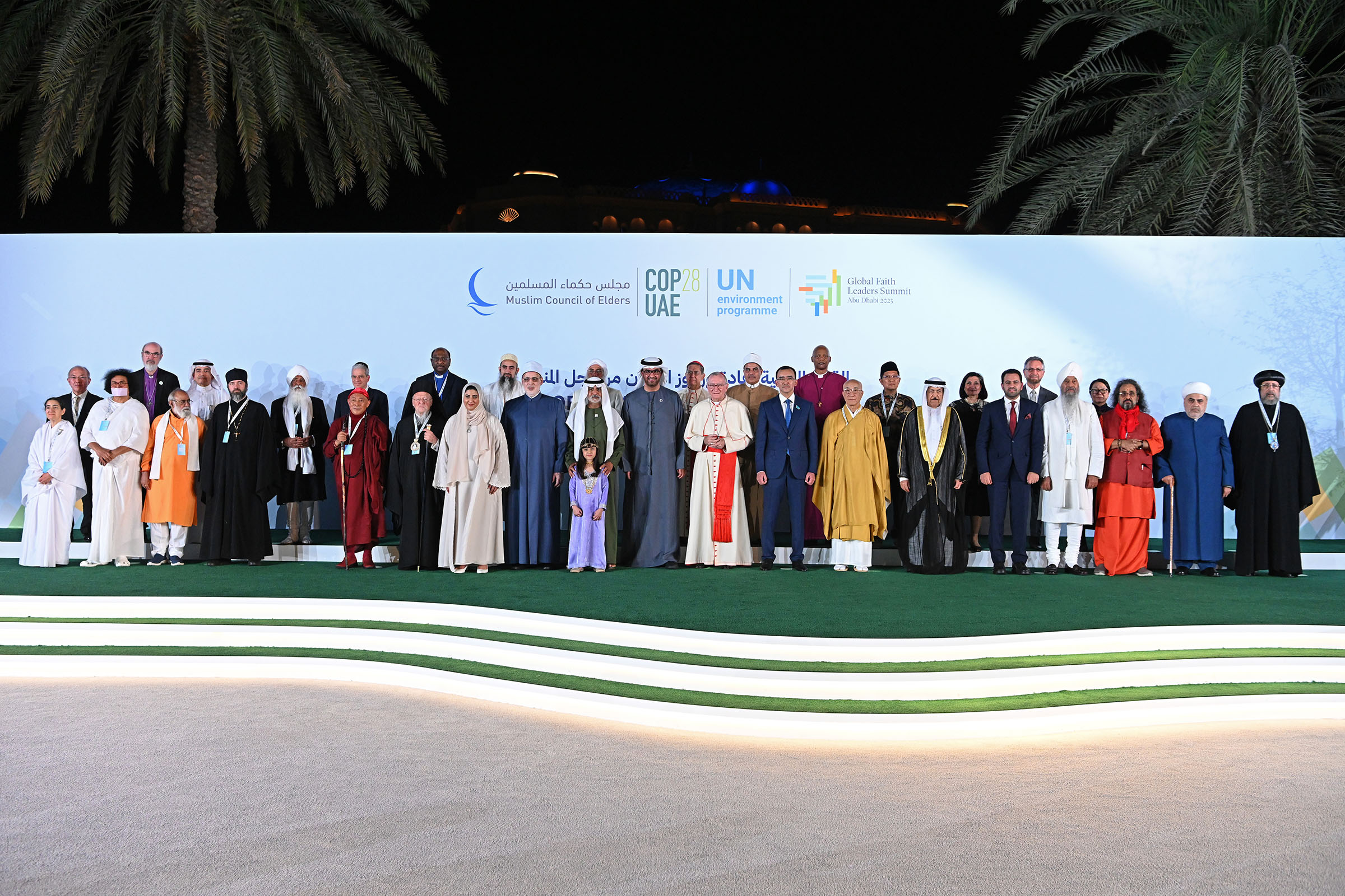 Participants in the Global Faith Leaders Summit pose together in Abu Dhabi. (Photo courtesy Muslim Council of Elders)