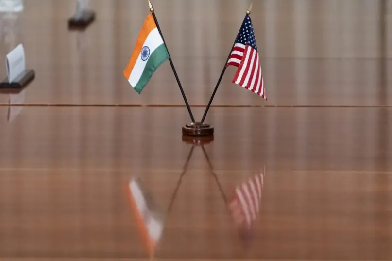 FILE- The countries’ flags are seen on the table during a meeting with India’s Foreign Minister Subrahmanyam Jaishankar and U.S. Secretary of Defense Lloyd Austin at the Pentagon, Monday, Sept. 26, 2022, in Washington. India has set up a high-level inquiry after U.S. authorities raised concerns with New Delhi that its government may have had knowledge of a plot to kill a Sikh separatist leader Gurpatwant Singh Pannun on American soil, an Indian official said on Wednesday, Nov. 29, 2023. (AP Photo/Alex Brandon)