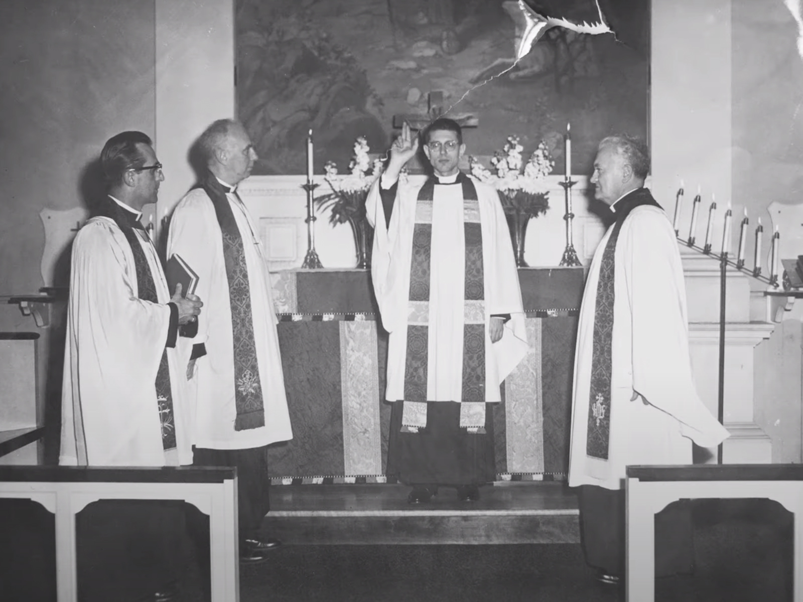 The Rev. Art Simon, center, at Trinity Lutheran Church in New York, circa 1960s. (Photo courtesy Bread for the World)