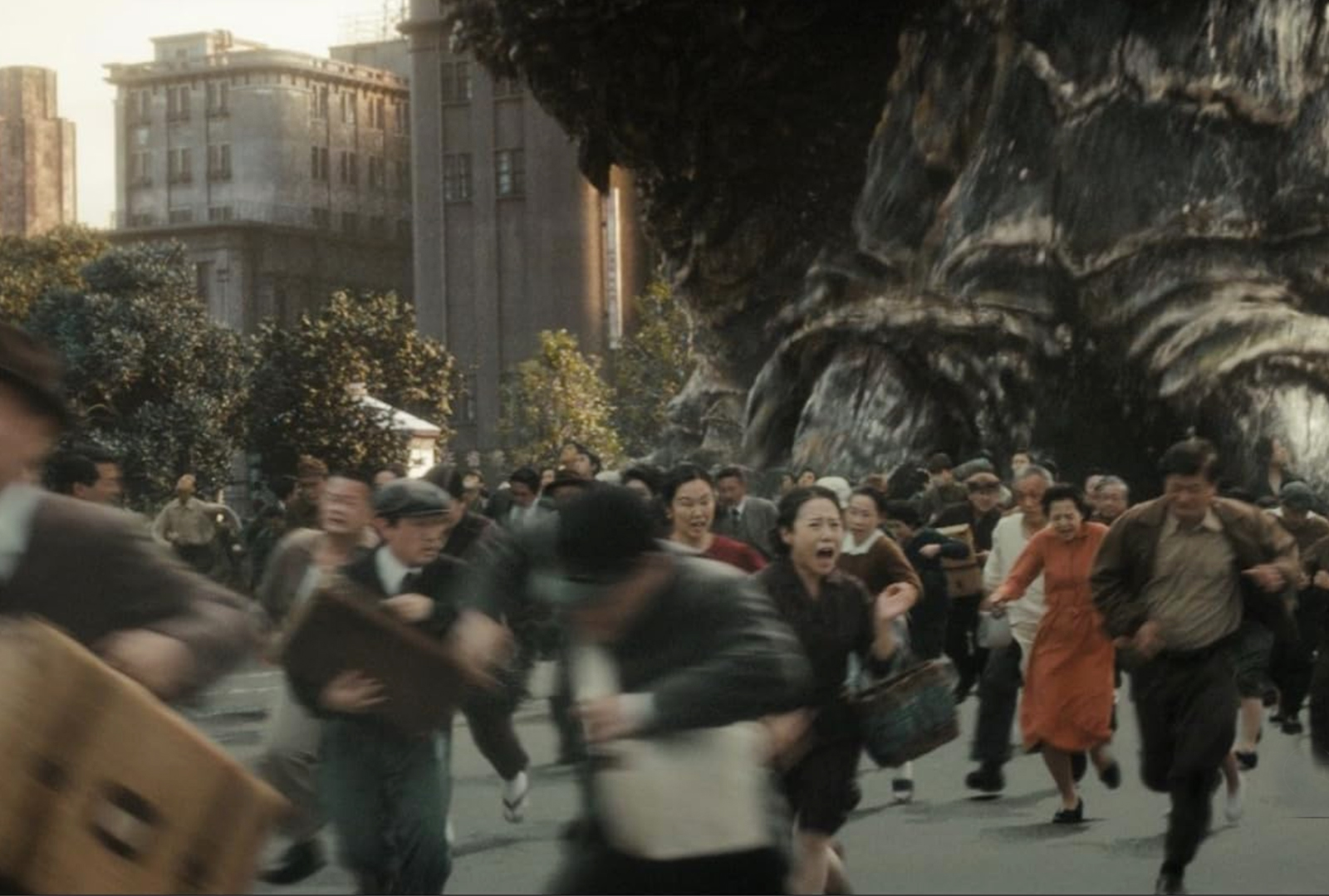 People free from Godzilla in a scene from "Godzilla Minus One." (Toho International)
