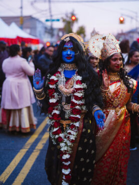 A woman dressed as Kali at the Diwali celebrations in Queens, New York, Saturday, Nov. 4, 2023. (Photo © Mat McDermott)