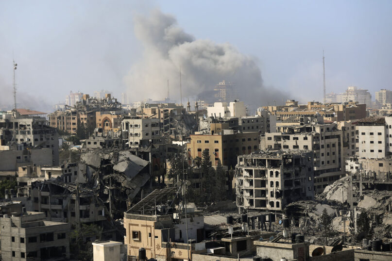 Smoke rises after Israeli airstrikes on Gaza City, Nov. 9, 2023. (AP Photo/Abed Khaled)