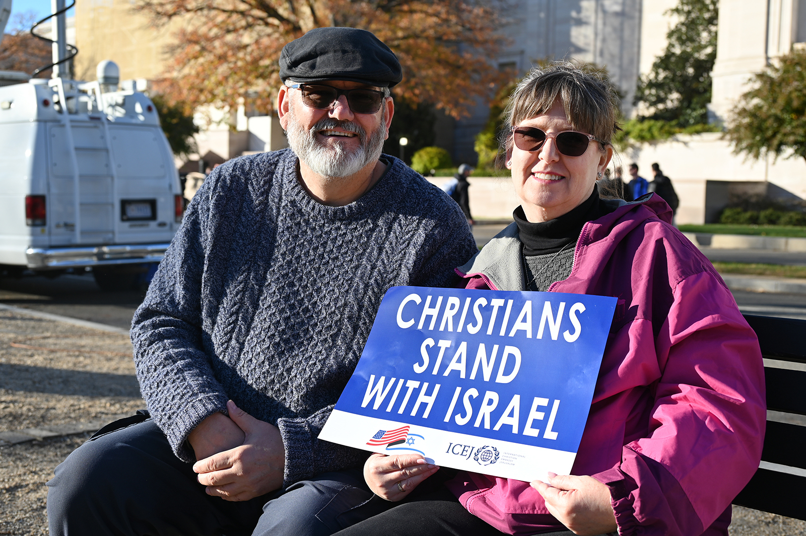 Rick and Amy Bookwalter attend the March for Israel on the National Mall, Tuesday, Nov. 14, 2023, in Washington. (RNS photo/Jack Jenkins)