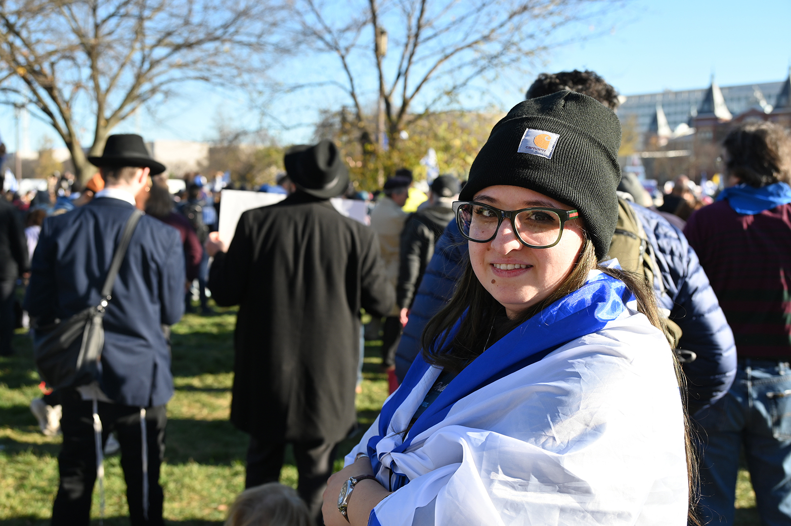 Breaking News Shira Shvartsman attends the March for Israel on the National Mall, Tuesday, Nov. 14, 2023, in Washington. (RNS characterize/Jack Jenkins)