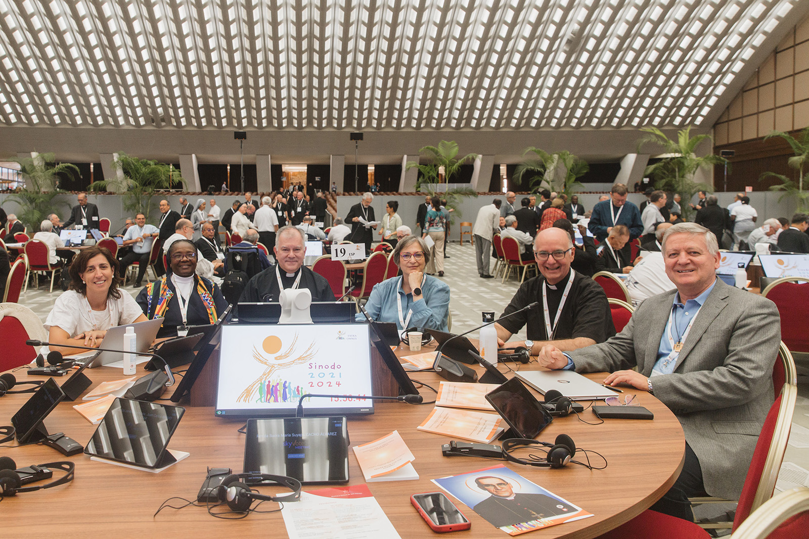 Synod on Synodality participants attend a daily session in the Paul VI Hall at the Vatican, Oct. 11, 2023. (Photo by Maria Langarica Correa)