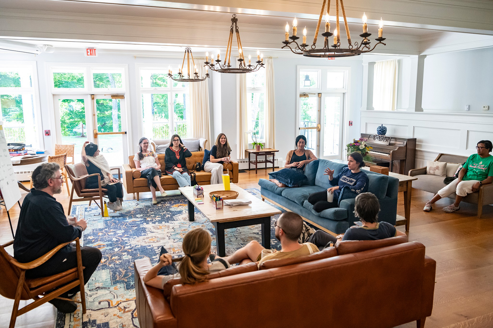 Fellows with The Witness Institute gather for a retreat at Trinity Retreat Center in West Cornwall, Conn., in Aug. 2023. (Photo © Sari Goodfriend)
