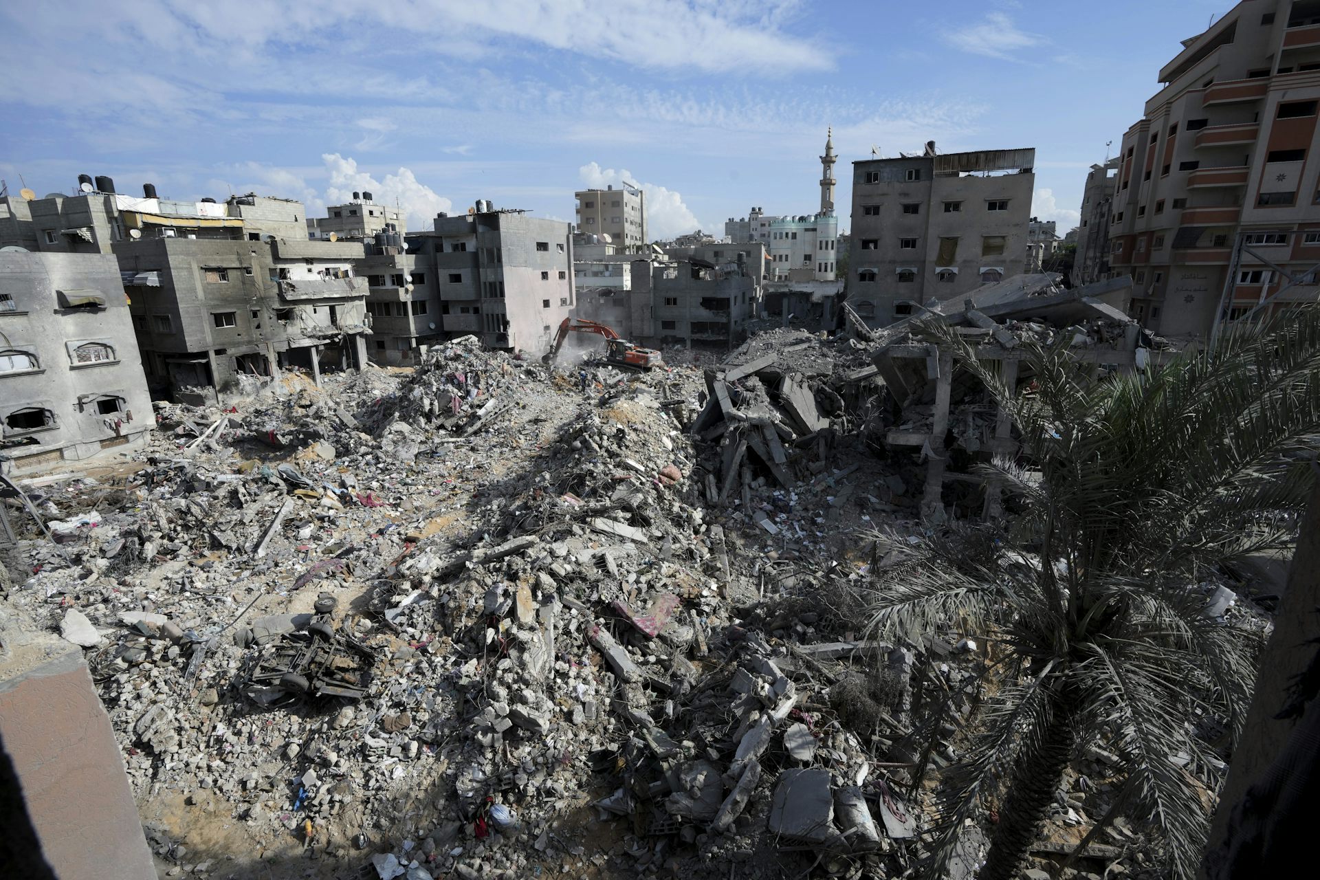 The scene in the Bureij refugee camp following an Israeli bombardment of the Gaza Strip on Nov. 14, 2023. (AP Photo/Adel Hana)