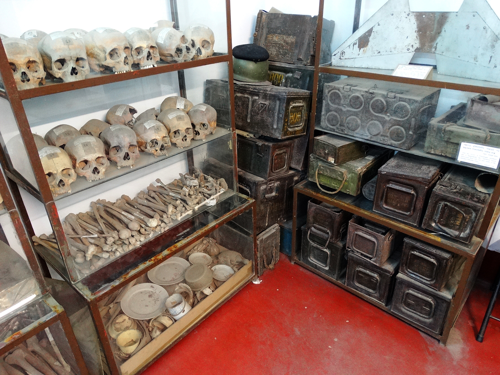 Human remains and war materiels from the 1971 Bangladesh Genocide on display at the Liberation War Museum in Dhaka, Bangladesh. (Photo by Adam Jones/Wikipedia/Creative Commons)