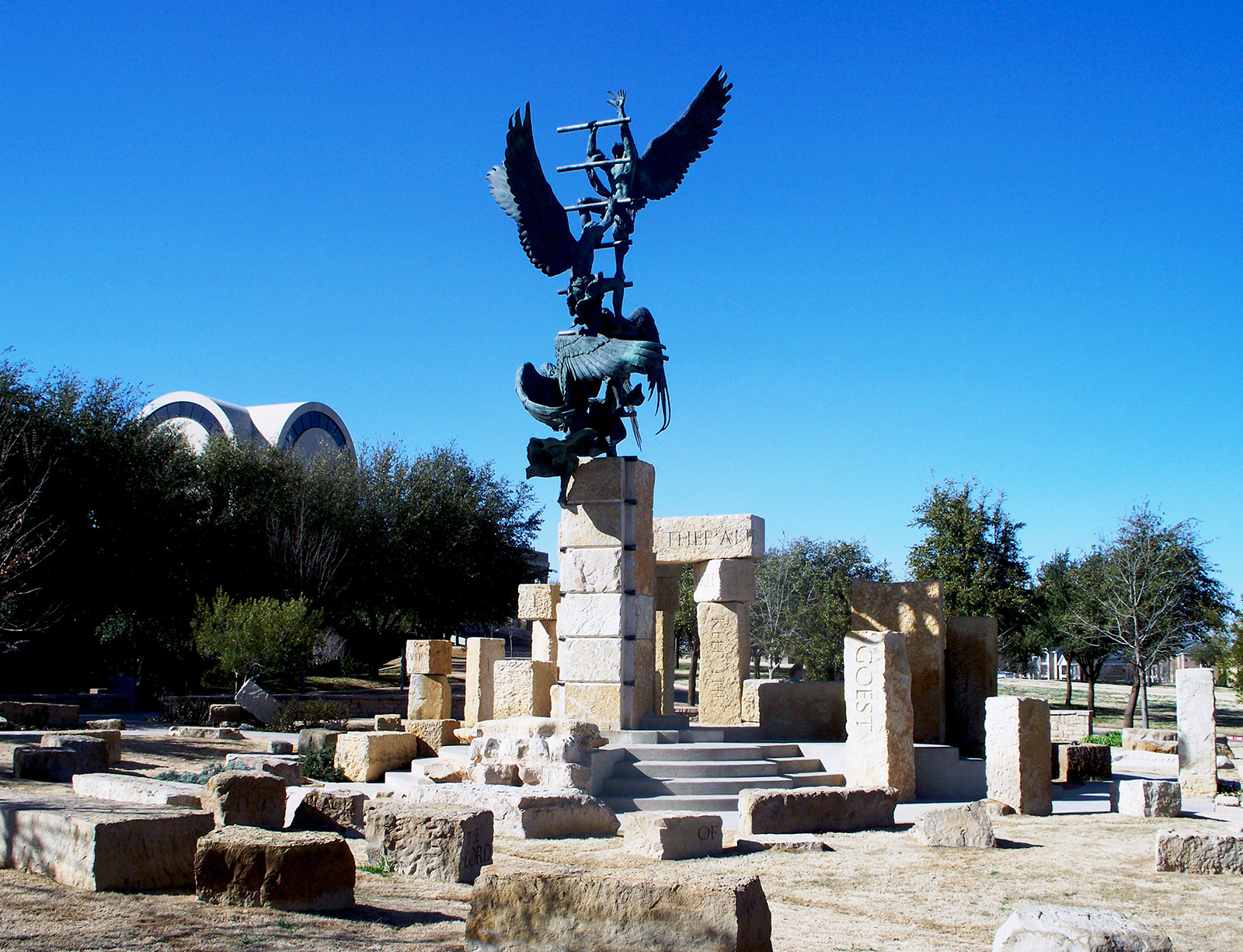 "Jacob's Dream" statue and artwork on the campus of Abilene Christian University. (Photo by Richard David Ramsey/Wikipedia/Creative Commons)
