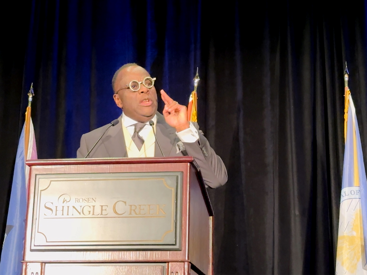 The Rev. W. Franklyn Richardson, chairman of the Conference of National Black Churches, speaks at the national consultation in Orlando, Florida, Tuesday, Dec. 12, 2023. (Photo courtesy CNBC)