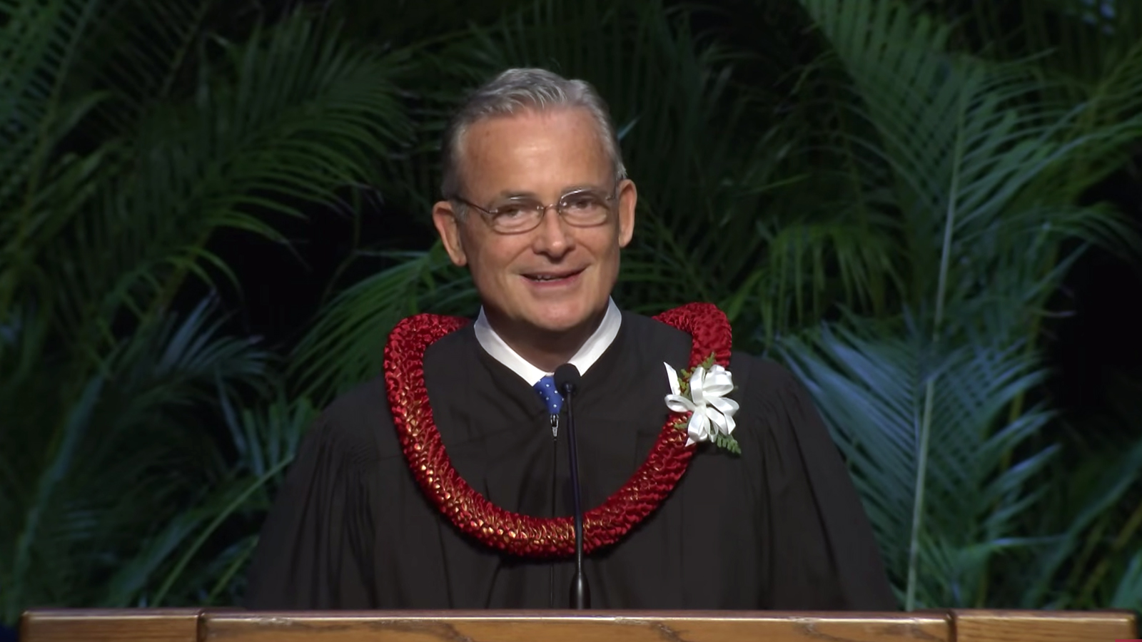 Elder Patrick Kearon delivers BYU–Hawaii’s commencement address on Friday, Dec. 8, 2023, almost immediately after being appointed the newest apostle of the Church of Jesus Christ of Latter-day Saints. (Video screen grab/BYU-Hawaii)