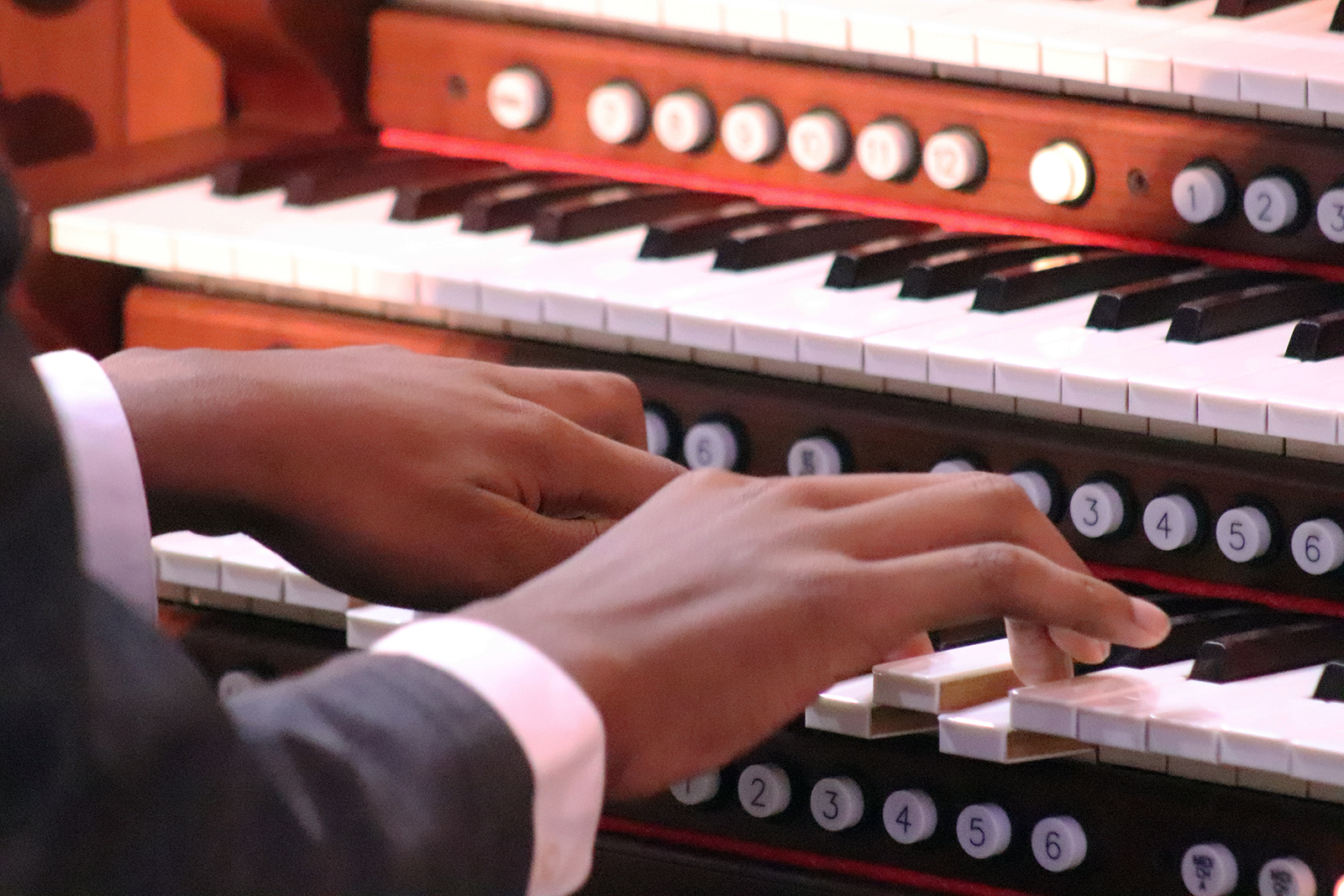 Storeé Denson plays the organ at Nineteenth Street Baptist Church in Washington, DC, Sunday, Dec. 10, 2023. (RNS photo/Adelle M. Banks)