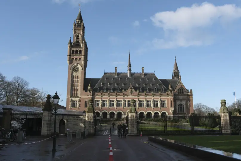 A view of the Peace Palace, which houses the International Court of Justice, or World Court, in The Hague, Netherlands, Friday, Jan. 26, 2024. (AP Photo/Patrick Post)