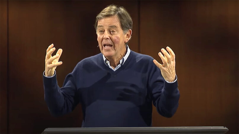 Senior pastor Alistair Begg preaches at Parkside Church in Chagrin Falls, Ohio, on Jan. 14, 2024. (Video screen grab)