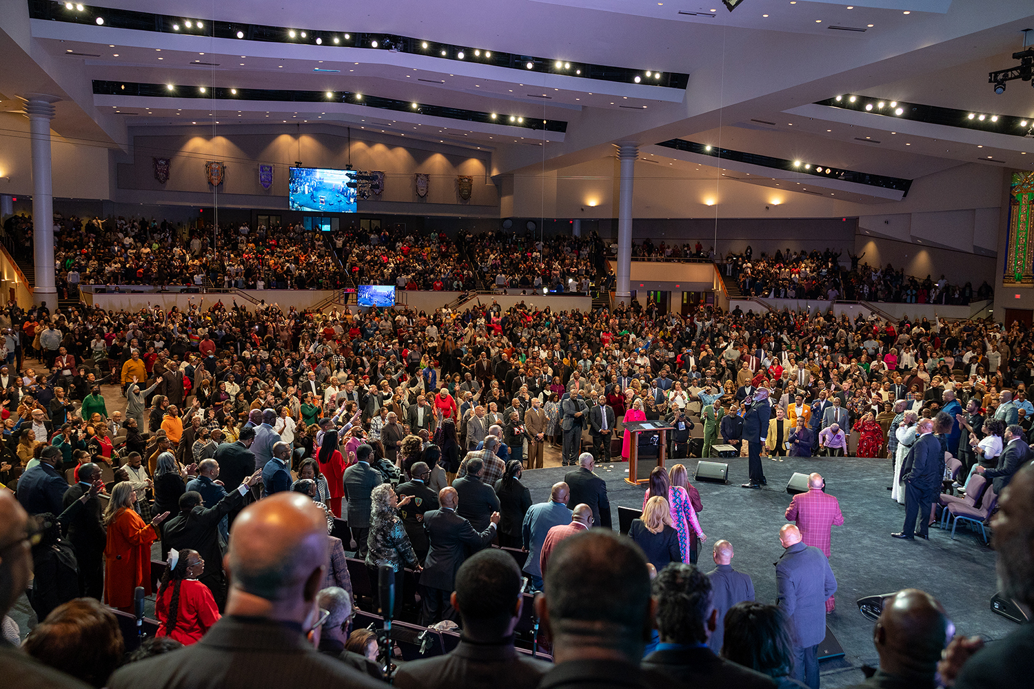 Bishop TD Jakes leads his congregation during a revival on Jan. 5, 2024, at The Potters House Church. (Photo by Lee Bonds, courtesy First Baptist Church of Glenarden)