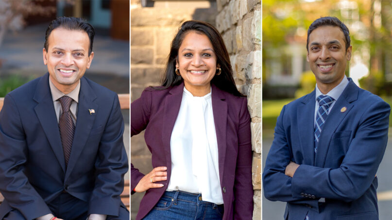 Congressional candidates Rishi Kumar, from left, Bhavini Patel and Suhas Subramanyam. (Courtesy photos)