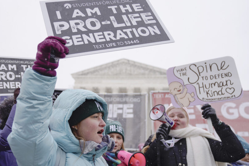 Anti-abortion activists participate in the annual March for Life in front of the Supreme Court on Jan. 19, 2024, in Washington. (AP Photo/Mariam Zuhaib)