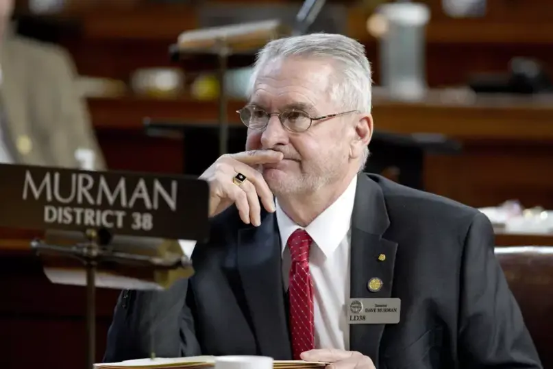 Nebraska state Sen. Dave Murman, R-Glenvil, in the Legislative Chamber in Lincoln, Neb., March 1, 2019. Conservatives in Nebraska have made bold moves to secure control of the state’s education system, citing a desire to push through one of new Gov. Jim Pillen’s priorities of reforming the state education funding.(AP Photo/Nati Harnik, File)