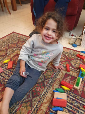 Abigail Mor Idan, 4, was taken hostage from Kibbutz Kfar Aza to Gaza after both her parents were killed by Hamas on Oct 7. She was freed during a temporary ceasefire on Nov. 26, and now lives with her aunt and uncle. (Photo courtesy Liz Hirsh Naftali)