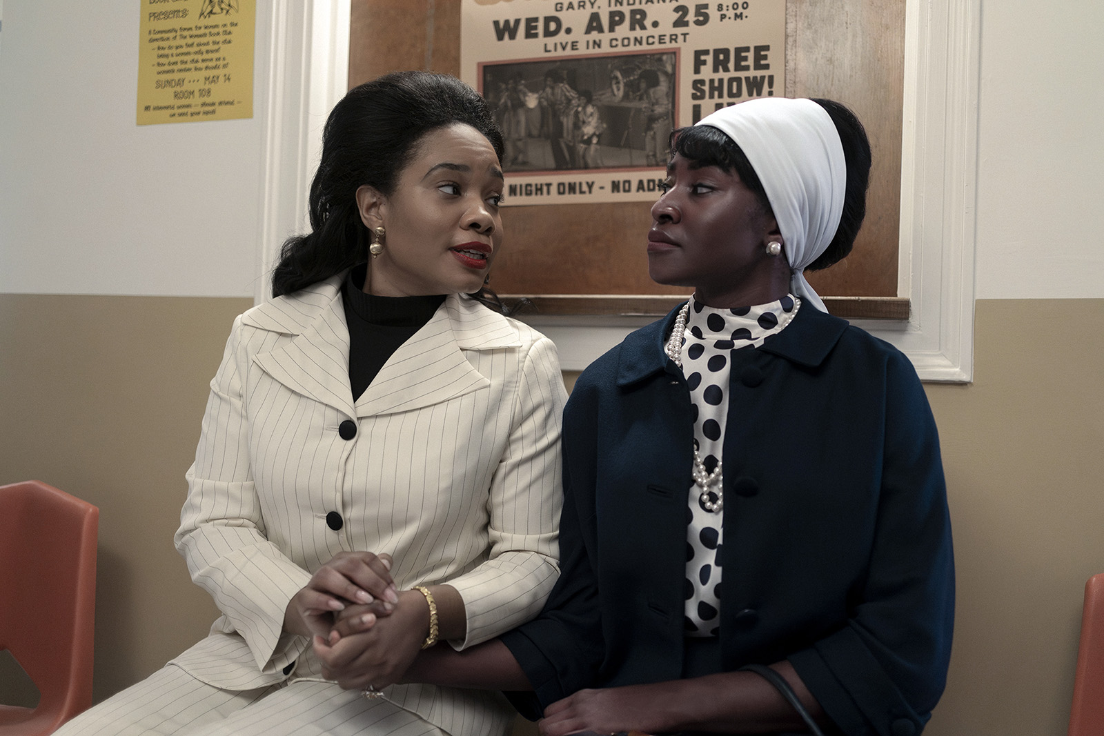 Coretta Scott King, played by Weruche Opia, and Betty Shabazz, played by Jayme Lawson, in "Genius: MLK/X." (National Geographic/Richard DuCree)