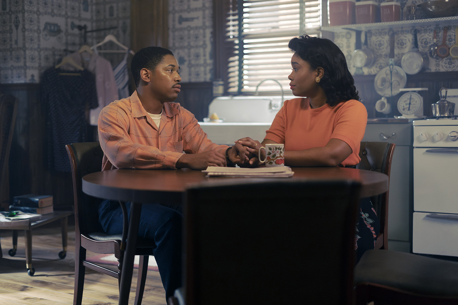 Martin and Coretta, played by Kelvin Harrison Jr. and Weruche Opia, make a big decision in "Genius: MLK/X." (National Geographic/Richard DuCree)