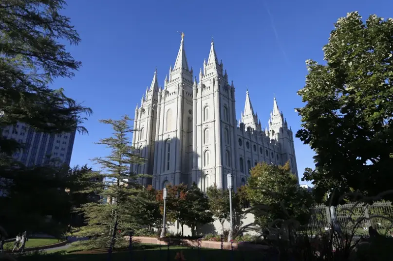FILE - The Salt Lake Temple stands at Temple Square in Salt Lake City, Oct. 5, 2019. Utah faith leaders who learn about ongoing child abuse from a perpetrator during a religious confession will be able to alert police without fear of legal ramifications under a bill that received final legislative approval Thursday, Feb. 29, 2024, in the state Senate. (AP Photo/Rick Bowmer, File)