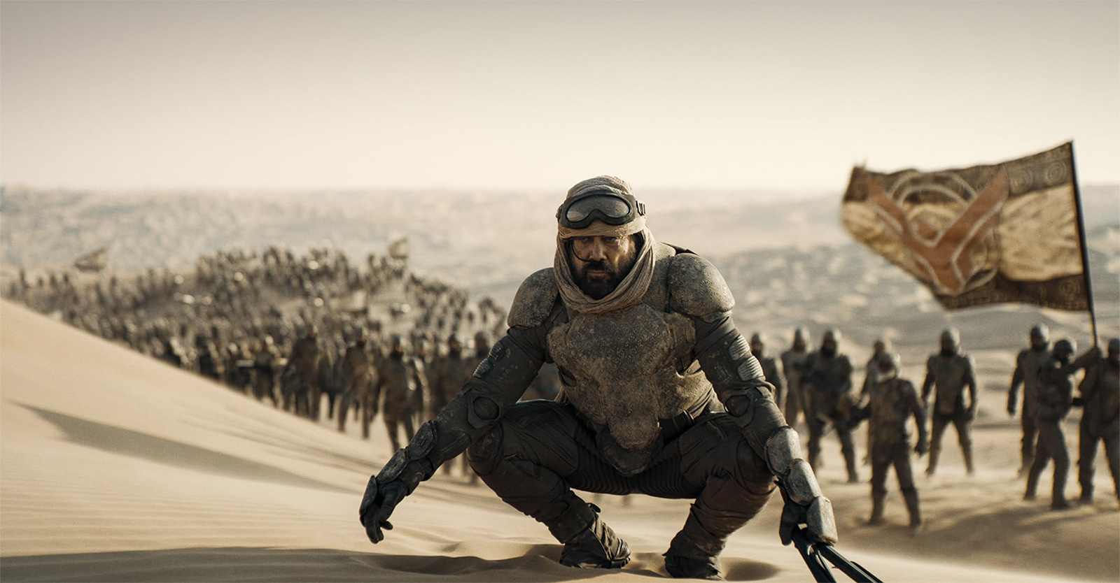 Actor Javier Bardem and Fremen in “Dune: Part Two." (Photo © Warner Bros.)