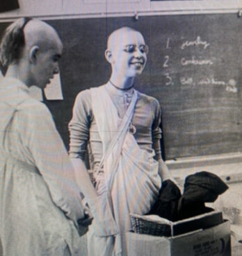A young Anuttama Dasa, director of ISKCON's international communications laughs in a class room during his high school years. Photo courtesy Dasa