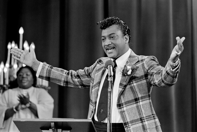 Reverend Ike preaches at United Palace Theater in Harlem, New York, in the 1970s. (Photo courtesy Winston Vargas/Flickr/Creative Commons)