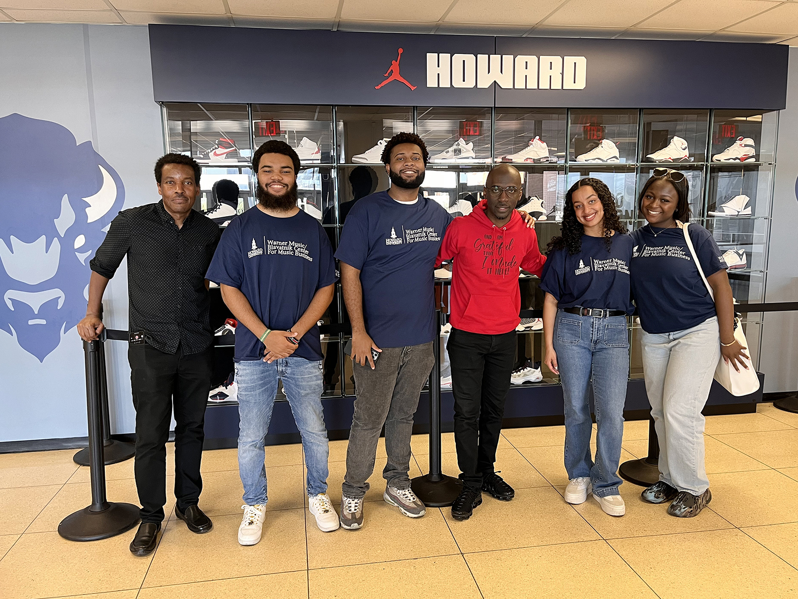 Sherwin Gardner, third from right, visits students and staff at Howard University in Washington, D.C., during a recent tour. (Photo courtesy Howard University)