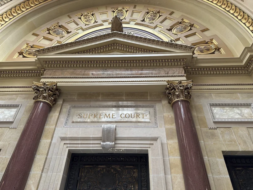 The entrance to the Wisconsin Supreme Court chambers in the state Capitol in Madison, Wis. (AP Photo/Todd Richmond)