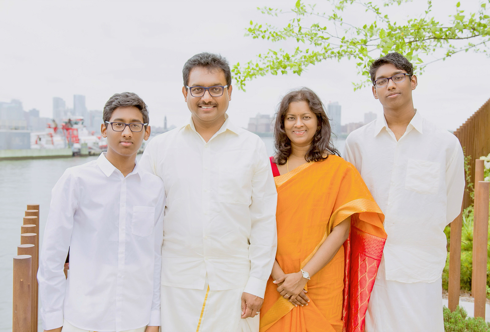 Kathirvel Kumararaja, second left, with his wife and children. (Courtesy photo)