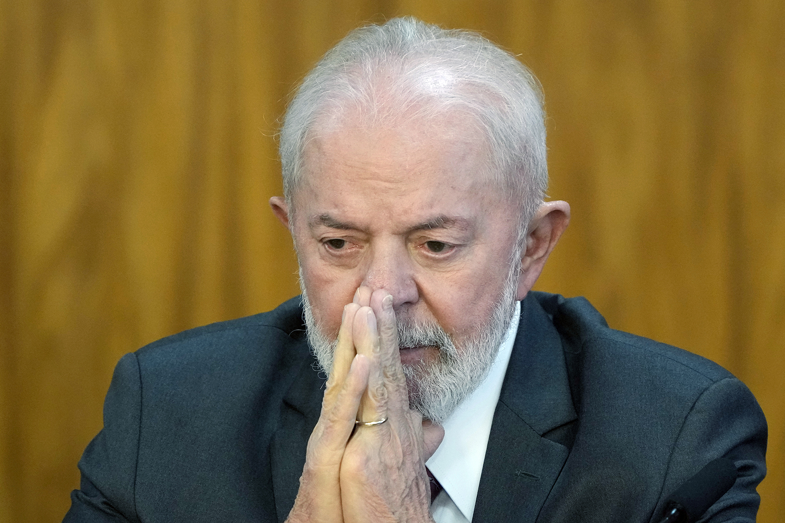 Brazil's President Luiz Inacio Lula da Silva attends a contract-signing ceremony in Brasilia, Brazil, Monday, June 17, 2024. (AP Photo/Eraldo Peres)