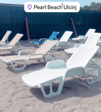 The hijabi-only section of the beach includes a visually protective fence blocking onlookers and beach chairs for visitors to use. Video Screengrab