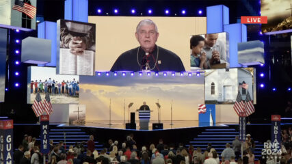 Archbishop Jerome Listecki addresses the Republican National Convention, Monday, July 15, 2024, in Milwaukee, Wis. (Video screen grab)