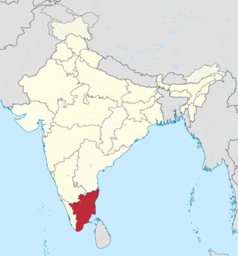 Top Stories Tamfitronics The state of Tamil Nadu, red, in southern India. (Image courtesy Wikimedia/Creative Commons)