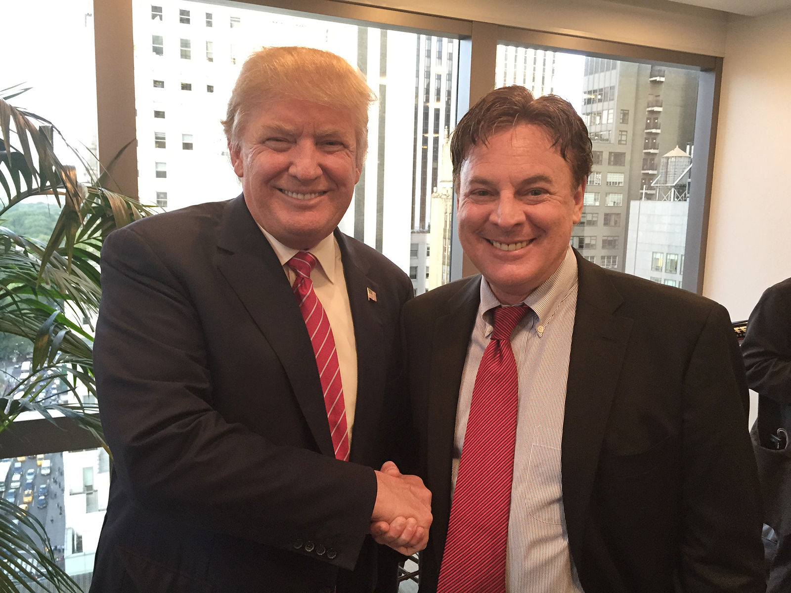 Politics tamfitronics Lance Wallnau, right, meets Donald Trump in 2015. (Photo courtesy LanceWallnau.com)