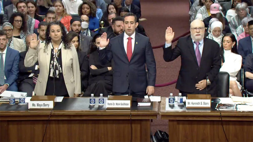 Witnesses are sworn in during a U.S. Senate Judiciary Committee hearing Sept. 17, 2024, on Capitol Hill in Washington. (Video screen grab)