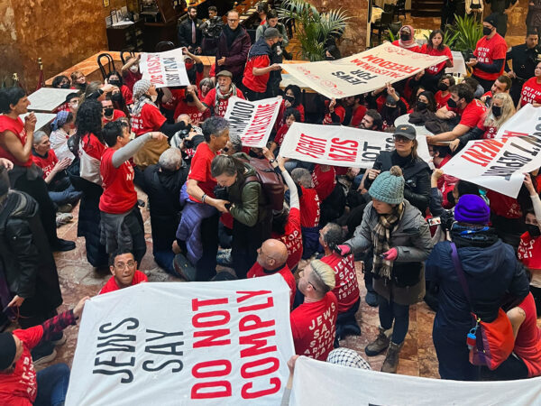 Jewish protesters occupy Trump Tower over arrest of Palestinian activist