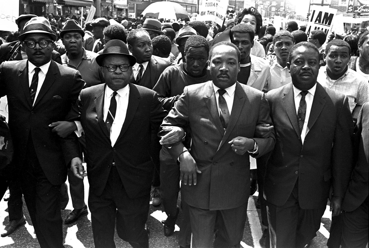 Dr. Martin Luther King, Jr., during a civil rights march