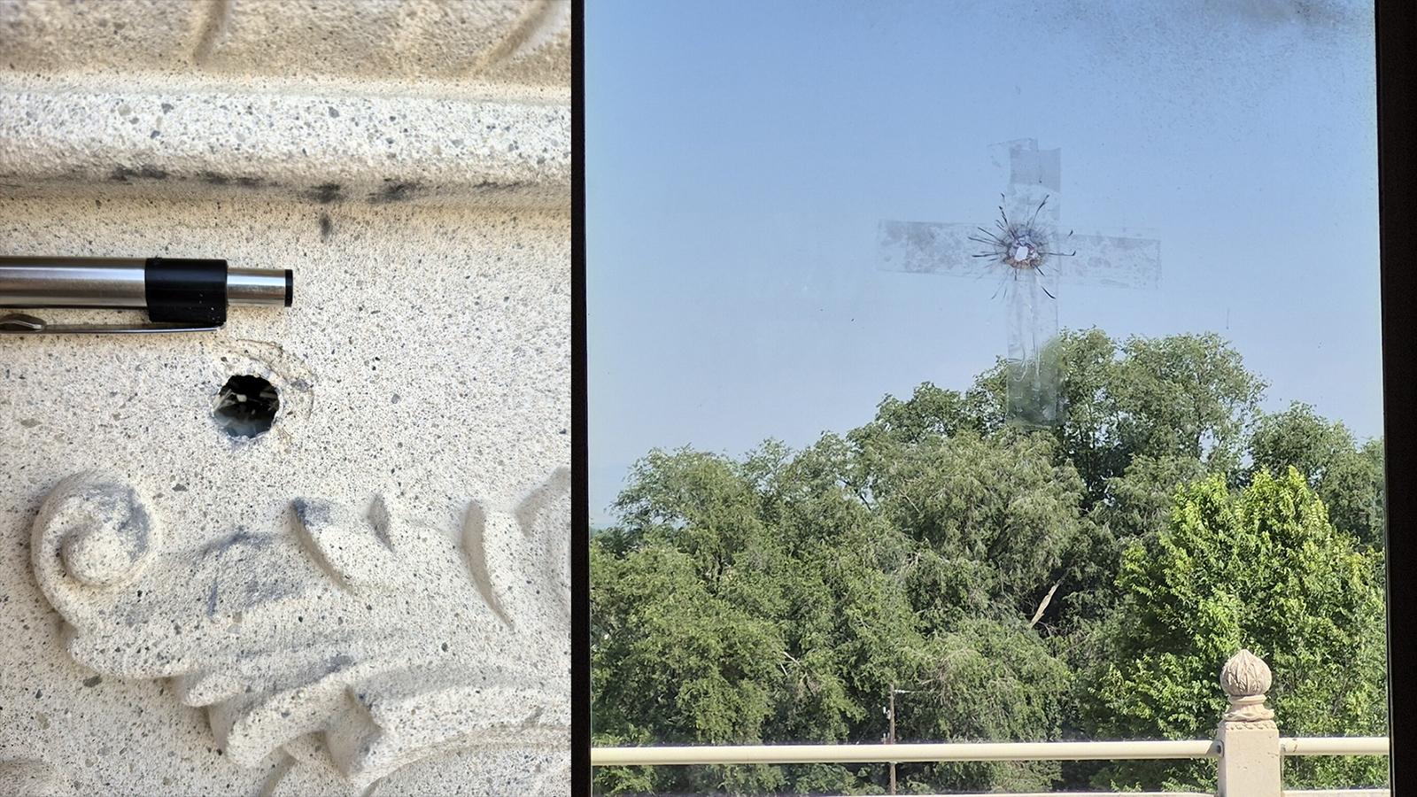 Bullet holes from recent incidents at the ISKCON Sri Sri Radha Krishna Temple near Spanish Fork, Utah. (Photos courtesy of Utah County Sheriff's Office)