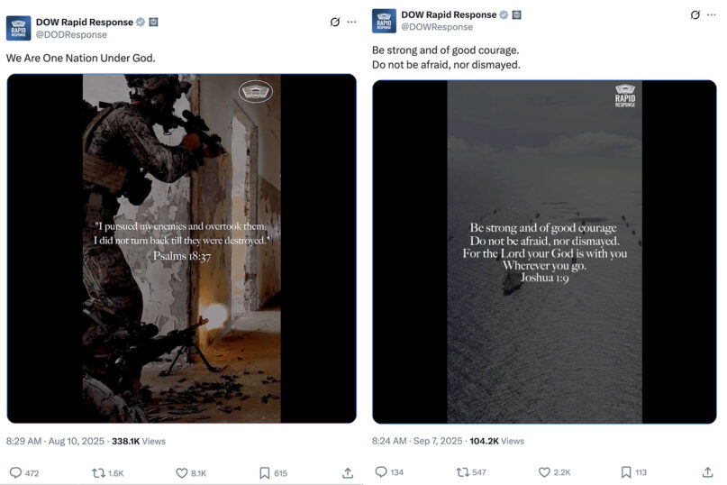 Department of War quotes Bible on social media. Some link it to Christian nationalism.