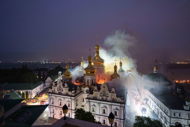 A Russian barrage in Ukraine kills 11 and damages a landmark cathedral