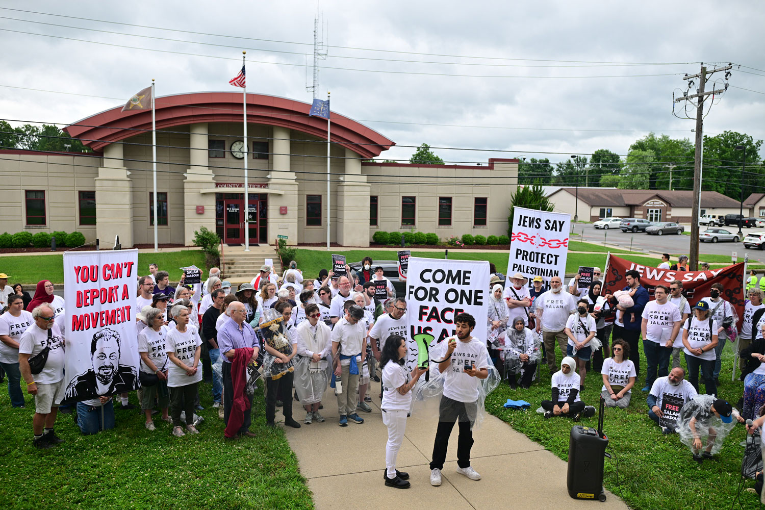 Faith leaders, community advocates and family members of  Salah Sarsour gathered for a vigil outside the Clay County Jail on Sunday, June 14, 2026, in Brazil, Ind. The group is calling for the release of detained Milwaukee-based Palestinian activist and green card holder Salah Sarsour. Photo courtesy of Jews for Salah
