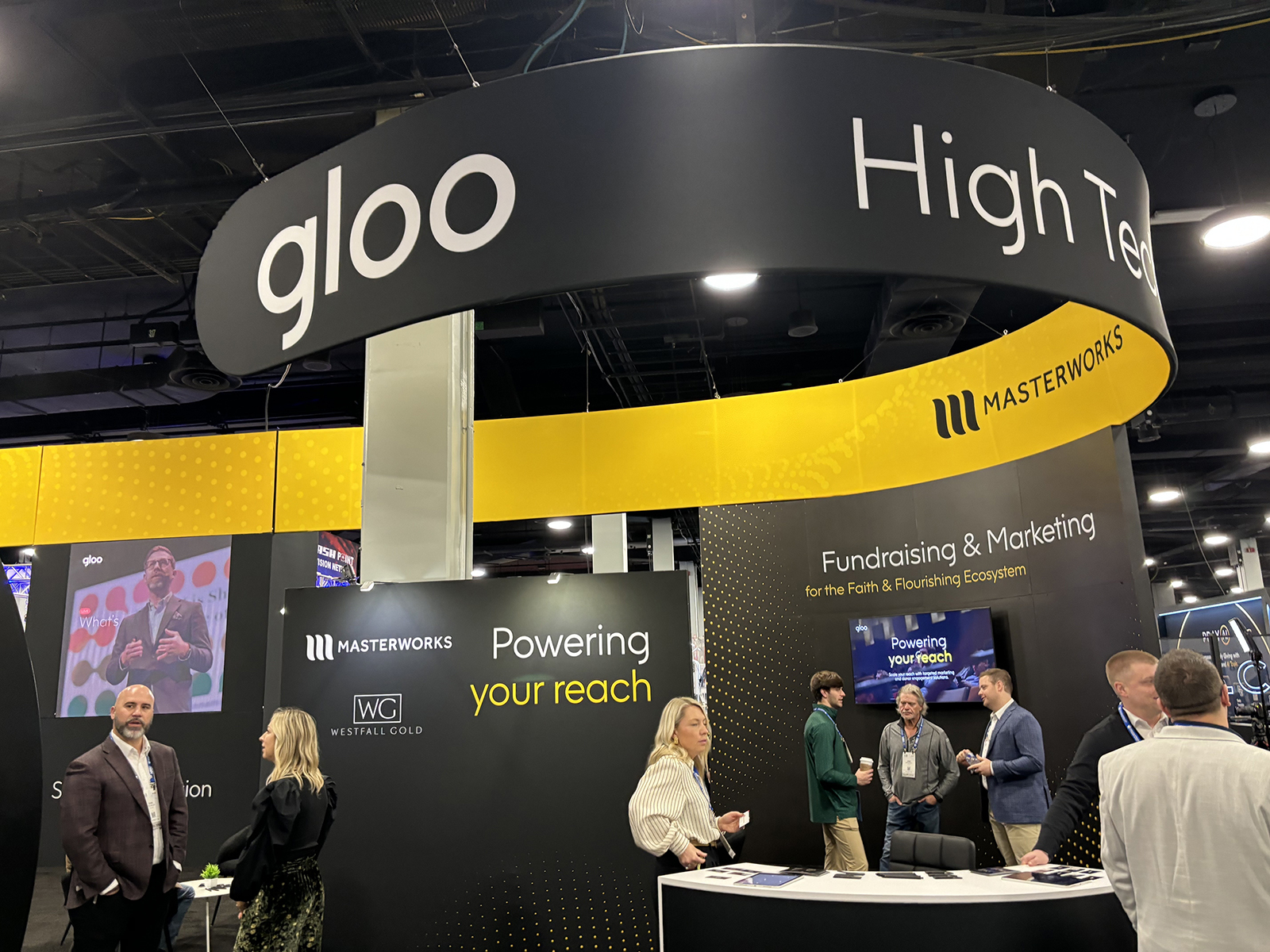 The Gloo booth at the National Religious Broadcasters convention in February 2026, in Nashville, Tenn. (RNS photo/Bob Smietana)